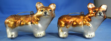  2 Rare Vintage Pembroke Welsh Corgi Dog Glass Christmas Ornament Decoratio