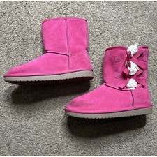 UGG Koolaburra Fuschia Purple Pink Low Sued Leather Boots Kids Size 4 1019372
