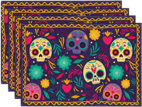 TotenköPfe Blumen Halloween Platzsets 30X45Cm 4Er Set