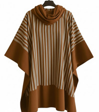 African Kaftan Maxi Dress Women's Brown Striped Print Multitone Bubu Loose Fit