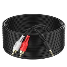 3.5mm to 2 Male RCA Cable - 15FT, Stereo Audio Adapter Braided Hi-Fi Sound Au...