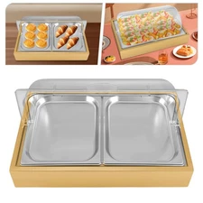 Dual Tray Buffet Food Serving Tray Modern Rectangular Tabletop Food Display Tray