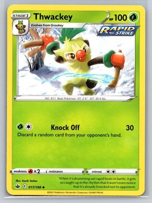 Thwackey 017/198 Chilling Reign Pokemon TCG Grass Stage 1 Rapid Strike Knock Off