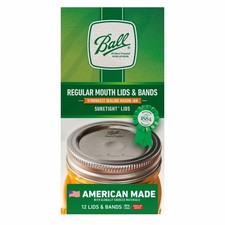 Regular Mouth Canning Lids and Rings, 12-Pack Two-Piece Mason Jar Lids with
