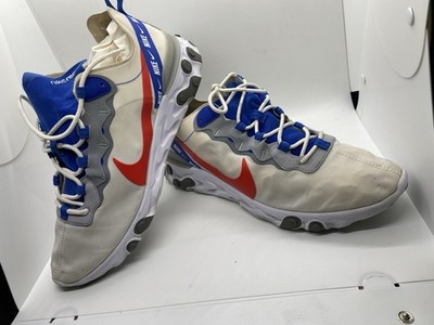Nike React Element 87 White Blue Red Low Top Lightweight Lace Up Synthetic Men