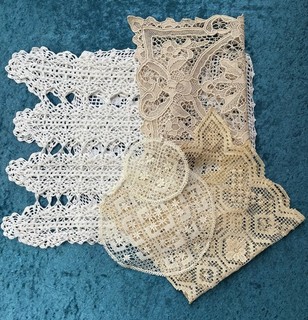 White & Beige Lace Cotton Crochet Floral Doily Lot Mixed Shapes