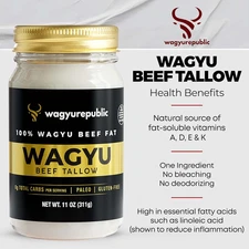 Premium Wagyu Beef Tallow 32oz Smooth Texture Cooking & Baking High Smoke Point