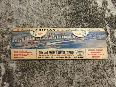 Sinclair Sun Visor Map Chicago 1960 RARE Americana Gas Oil Tom And Franks Statio