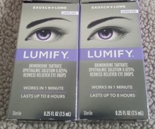 lot of 2- Bausch  Lomb Lumify Eye Drops 7.5 mL 0.25 fl oz New Free shipping 