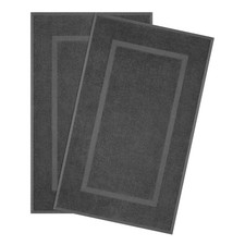 2 PCS Dark Gray 100 Cotton Bath Mat Towel 20x34 Inch Absorbent Washable Rug