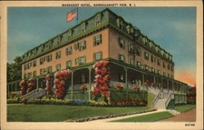 Narragansett RI Massasoit Hotel 1930s-50s Vintage Postcard