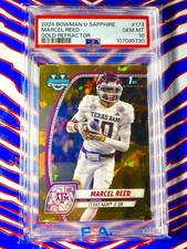 2024 Bowman Chrome University Sapphire Marcel Reed 1st Bowman Gold /50 PSA 10