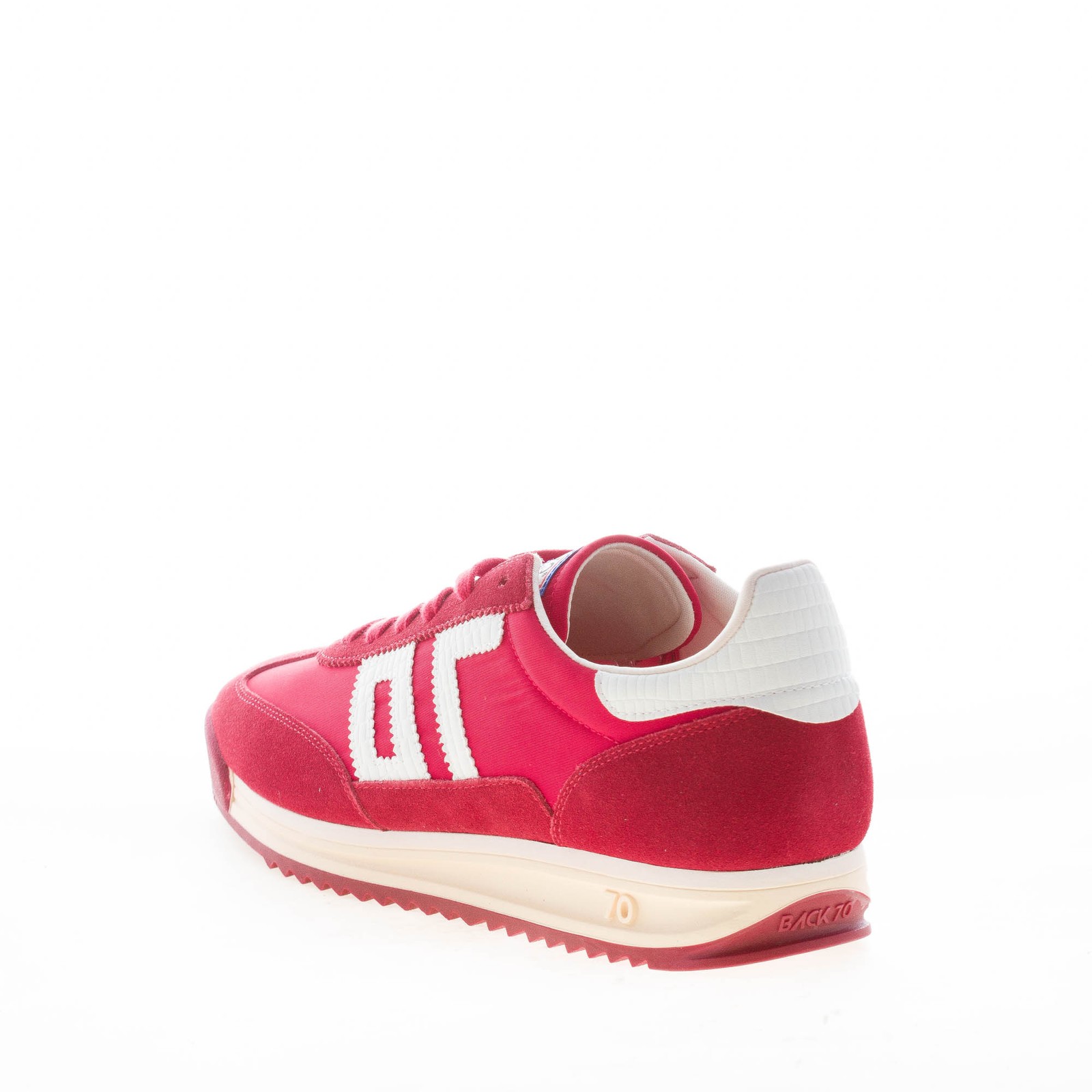 BACK 70 men shoes Barkley Jogger sneaker in red fabric and suede with white
