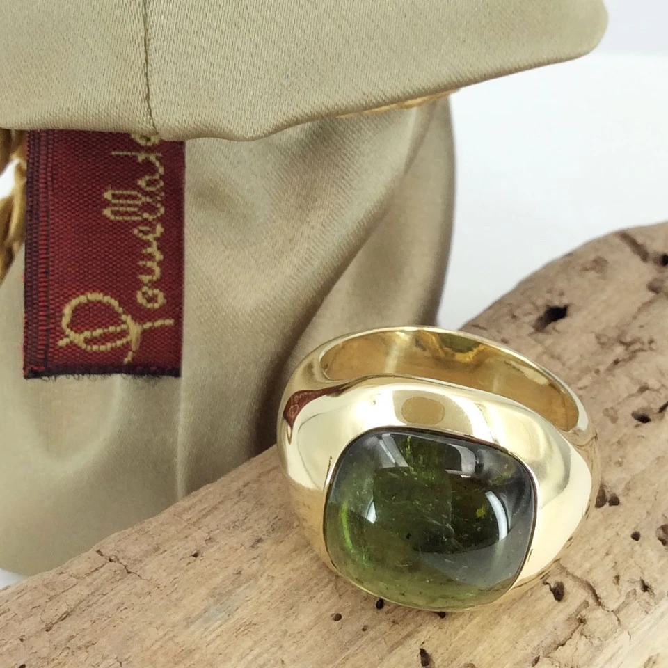 Pomellato Ring Ori Barbari 750/18K Gelbgold Cabochon Peridot Gr.60  #2946 - Bild 2 von 4