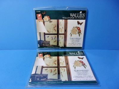 Wallies Wallpaper Cutouts SILK FLORAL #12183 19 Flowers 6 Butterflies Lot of 2