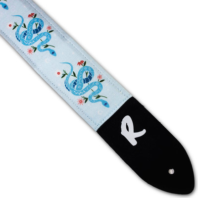 Blue Snake Guitar Strap - Floral Decorative Blue Snake Guitar Strap - Snake