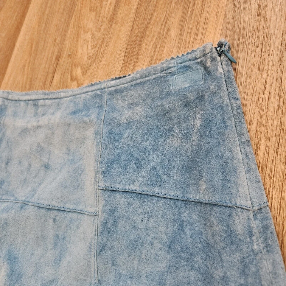 Falda De Colección Y2K Limited Too Gamuza Niñas 16/Mujeres 29 Azul Patchwork Western Boho Foto 3 de 4