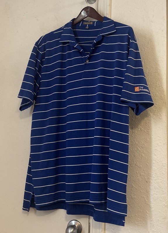 Peter Millar Blue Stripe Summer Comfort Golf Polo Shirt XXL 2XL