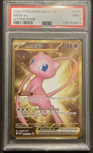 Pokémon Mew ex 205/165 Scarlet & Violet 151 Hyper Rare PSA 9 Holo Card 2023