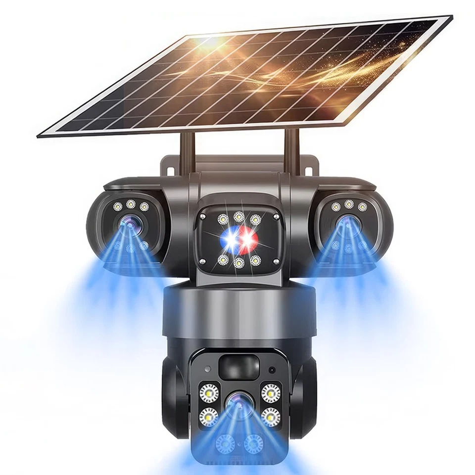 16 MP 4G SIM Solar Security IP Camera Outdoor 4 Lens PTZ CCTV Motion Detection - Image 2 of 4