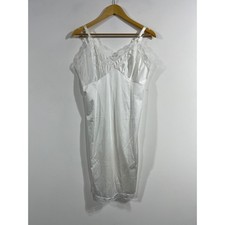 Vintage Y2K Coquette Satin Slip Dress Lace Trim Floral Embroidery Womens Medium