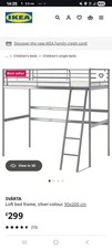 IKEA Svarta Metal Loft Bed with Desk