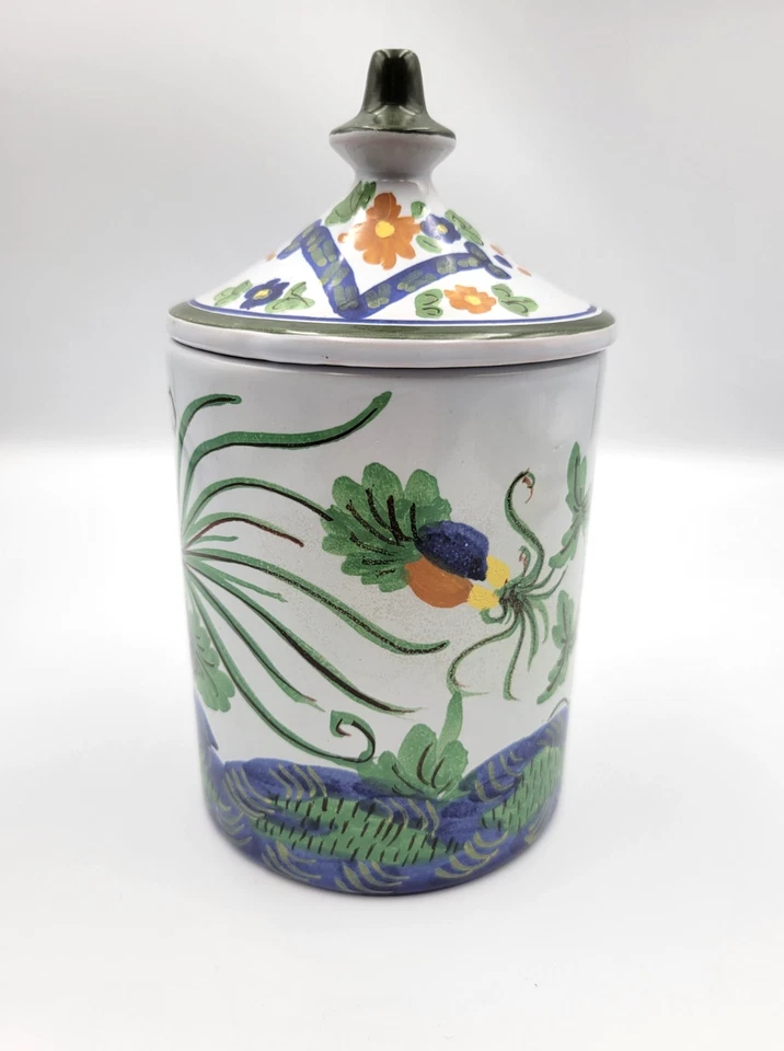 Vtg S.C.O Orvieto Italian Pottery Lidded Jar Canister Hand Painted Florals - Image 3 of 4
