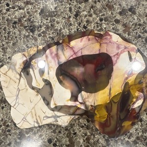 Large Polished Mookaite jasper Lapidary Slab Slice Cream Brown Purple Yellow