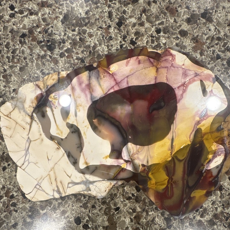 Large Polished Mookaite jasper Lapidary Slab Slice Cream Brown Purple Yellow