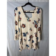 EDS By EDS Signature Dress Beige Floral Print Cutout Back Long Sleeve