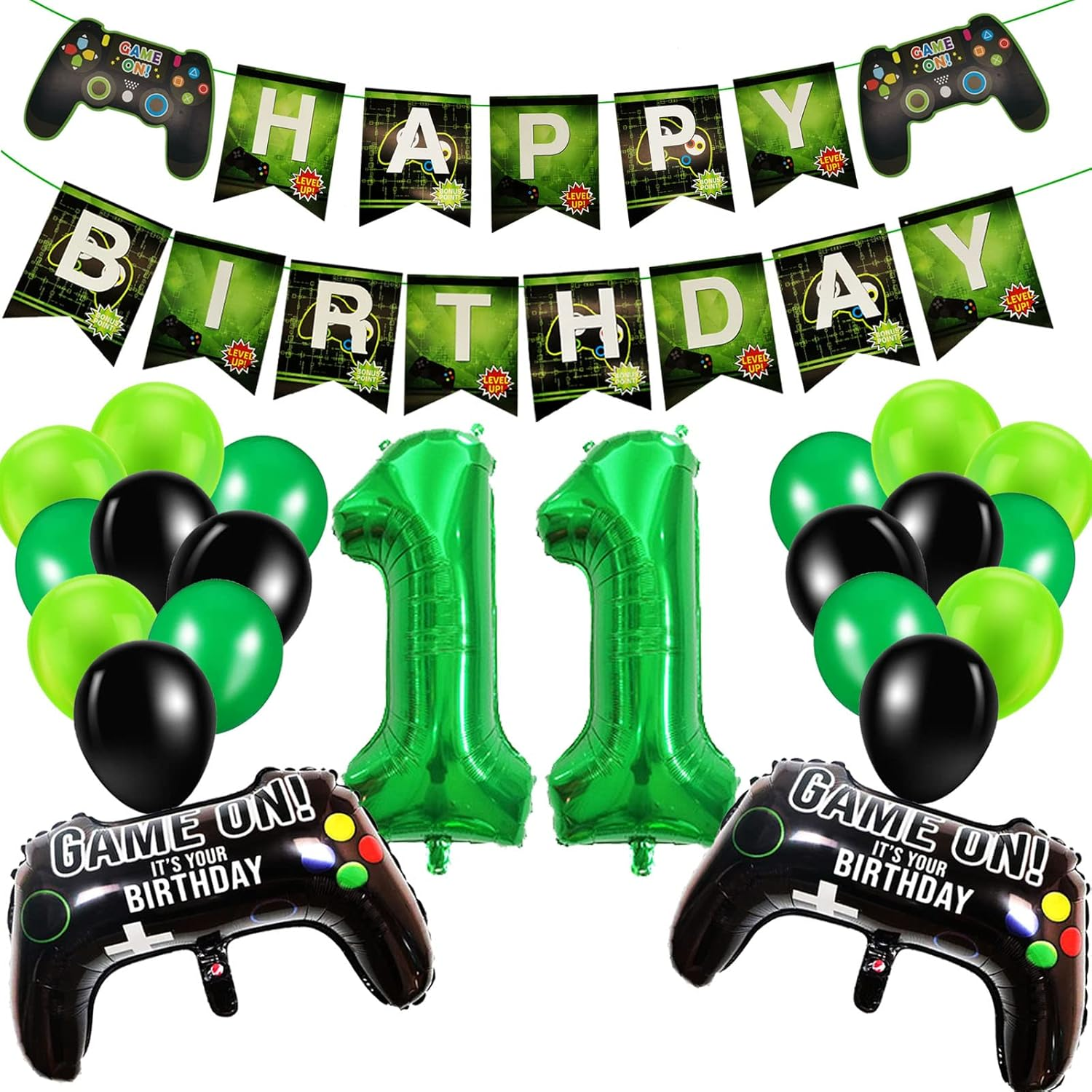 11th Birthday Gaming Party Decorations Set Boys Banner Controller Balloons Kits