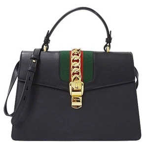 Sac GUCCI main épaule 2 voies Sylvie cuir noir 431665 2807