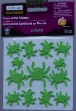 Creatology Halloween 13 pc Green Spiders Foam Glitter Stickers NIP