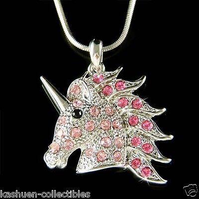 Women Multi-Color Unicorn Crystal Necklace Pendant Chain Charm Jewelry Fashion