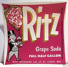 Vintage Ritz Beverage Grape Soda Label St Louis Mo