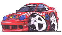 Dodge Neon ACR Racing Red Cartoon T-shirt scca plymouth sport in Sizes S-3XL - Bild 1 von 2