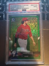 2018 bowman chrome Connor Seabold pros green shimmer psa 9 52/99