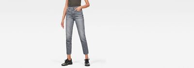 G-STAR RAW Damen Jeans 3301 High Straight 90s Ankle Grau 5-Pocket W24 L30