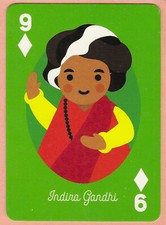 Nine of Diamonds, Indira Gandhi, Little Feminist, Single Swap Playing Card - ExC