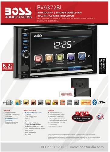 BOSS Audio Car Stereo DVD Player Double 