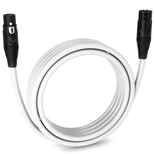 LyxPro Microphone 15 feet XLR Cable, Male to Female, 3 Pin Mic Cable, White