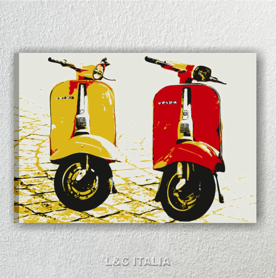 ITALIAQUADRI Vespa vintage 2 - Quadro Moderno su Tela 70x50 Soggiorno Camera Ragazzi Ufficio