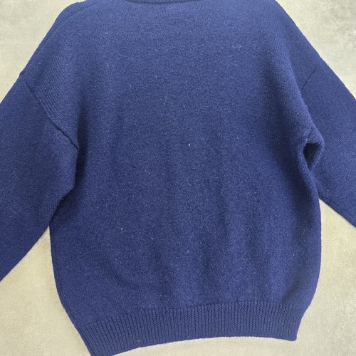 Deans Of Scotland 100% Wool Womens Blue Sweater W/ Floral Needlepoint Size Xl - Picture 18 of 23
