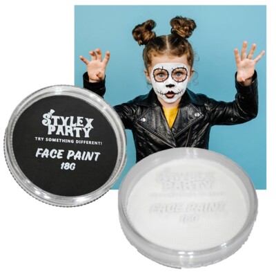 Skelett Make Up Instant Set weiße Gesichtsfarbe & schwarze Gesichtsfarbe Halloween
