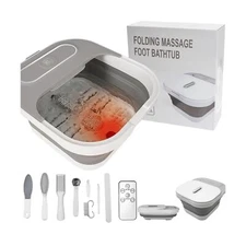 UNIFULL Collapsible Foot Spa Bath with Heat and Massage Rollers, Bubble, Foot...