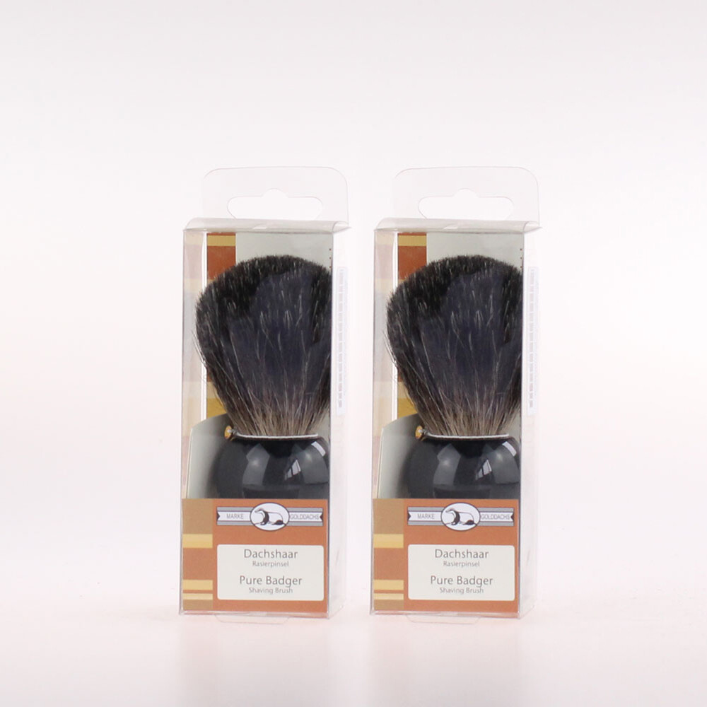 Golddachs Rasierpinsel - Dachshaar schwarz - 2x