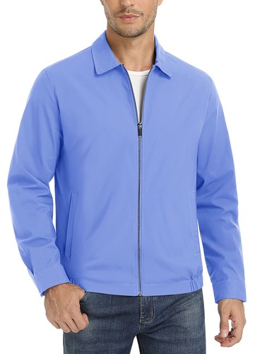 Men's Lightweight Windbreaker Spring Fall Thin Bomber Jacket Casaul Work Coats - Picture 68 of 81