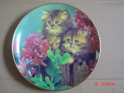 Schöner neuwertiger Sammlerteller Danbury HIMMLISCHE ZWILLINGE aus PURRFECT PORTRAITS