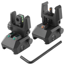 Foldable Iron Sights Flip-up Front and Rear Sight Fiber Optics Dual Aiming Mode