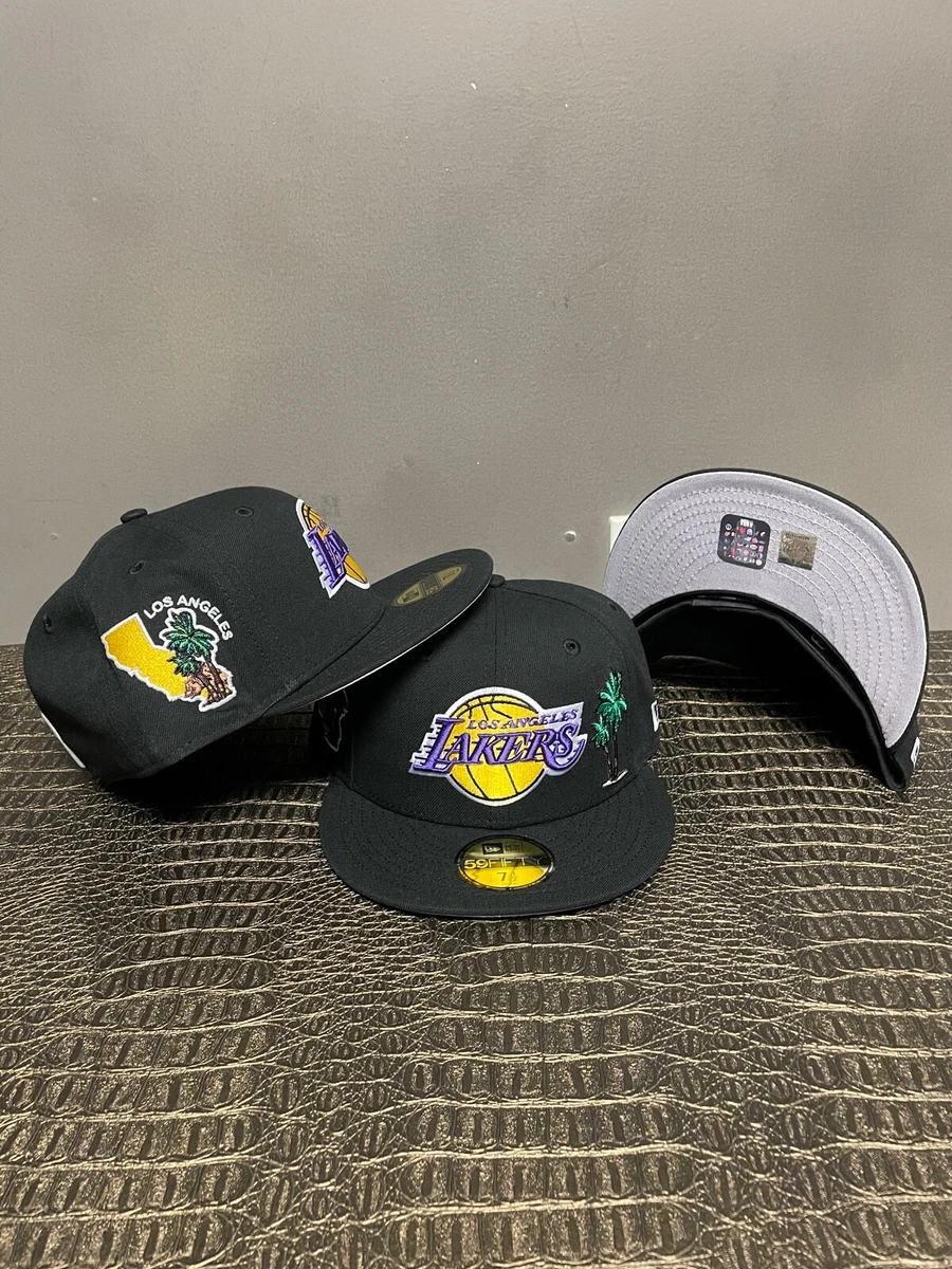 Hat Club LA Lakers Custom 59Fifty Black Yellow Purple New Palm